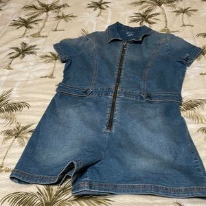 Denim short jump suit